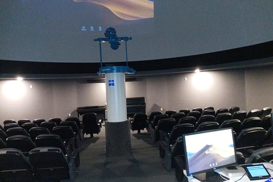 Photo of Bradley planetarium showing the projection screen